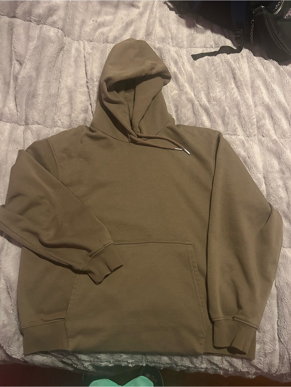 Zara Olive Hooded Pullover Sweatshirt
